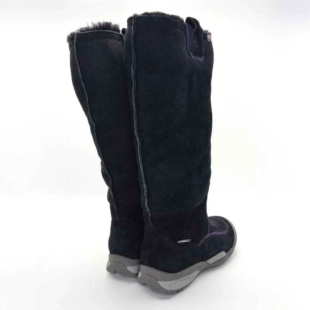 Cushe Wildride UW00553 Black Suede Tall Winter Boots Vibram Sole Women's 6
